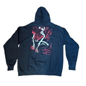 Marvel Spider-Man Hoodie, Graphic Print Front and Back, Black, Cotton, Size XL